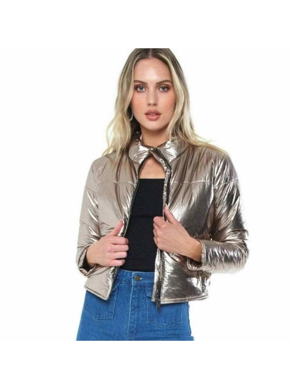 David Lerner Bella Metallic Cropped Puffer Jacket Women’s XL